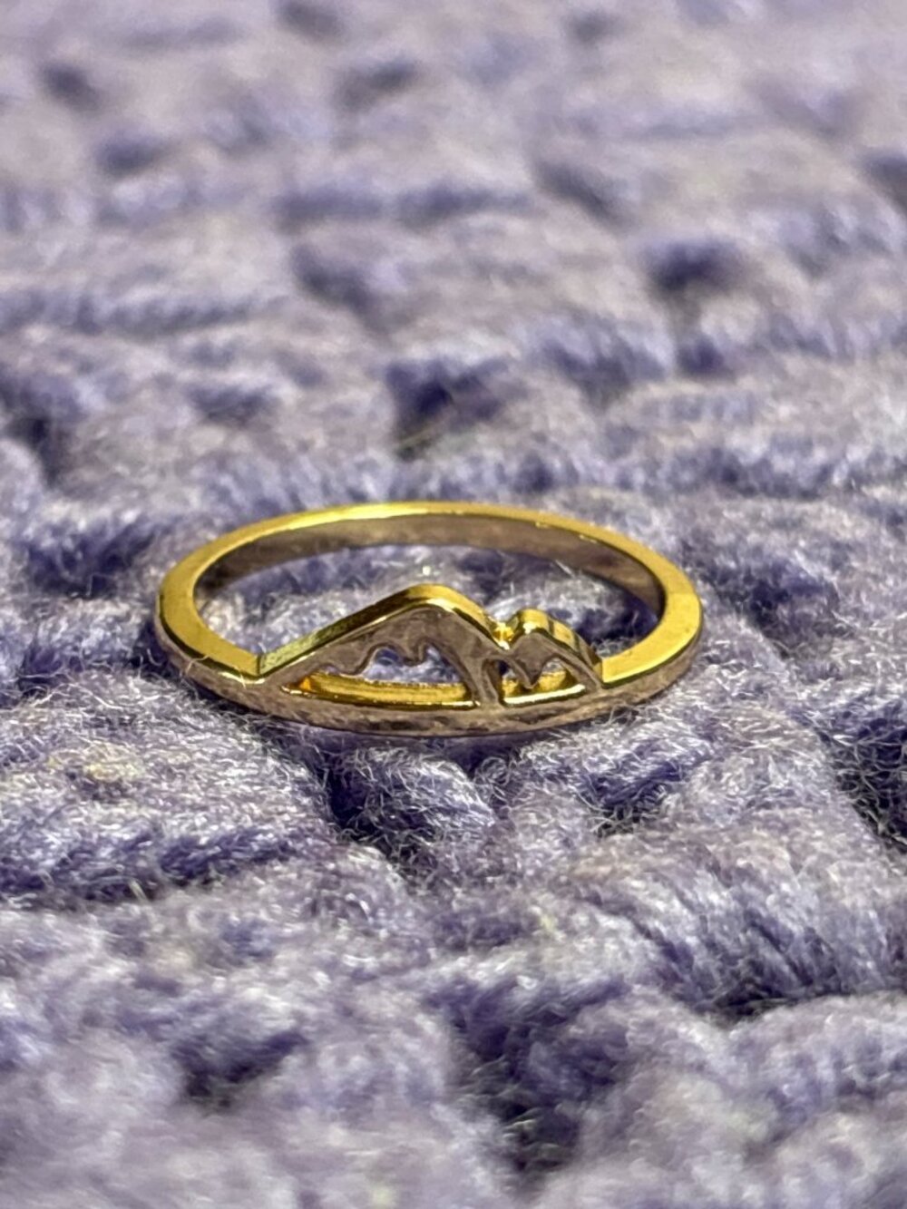 Goldtone Mountains Ring Size 10.25 - Picture 3 of 4